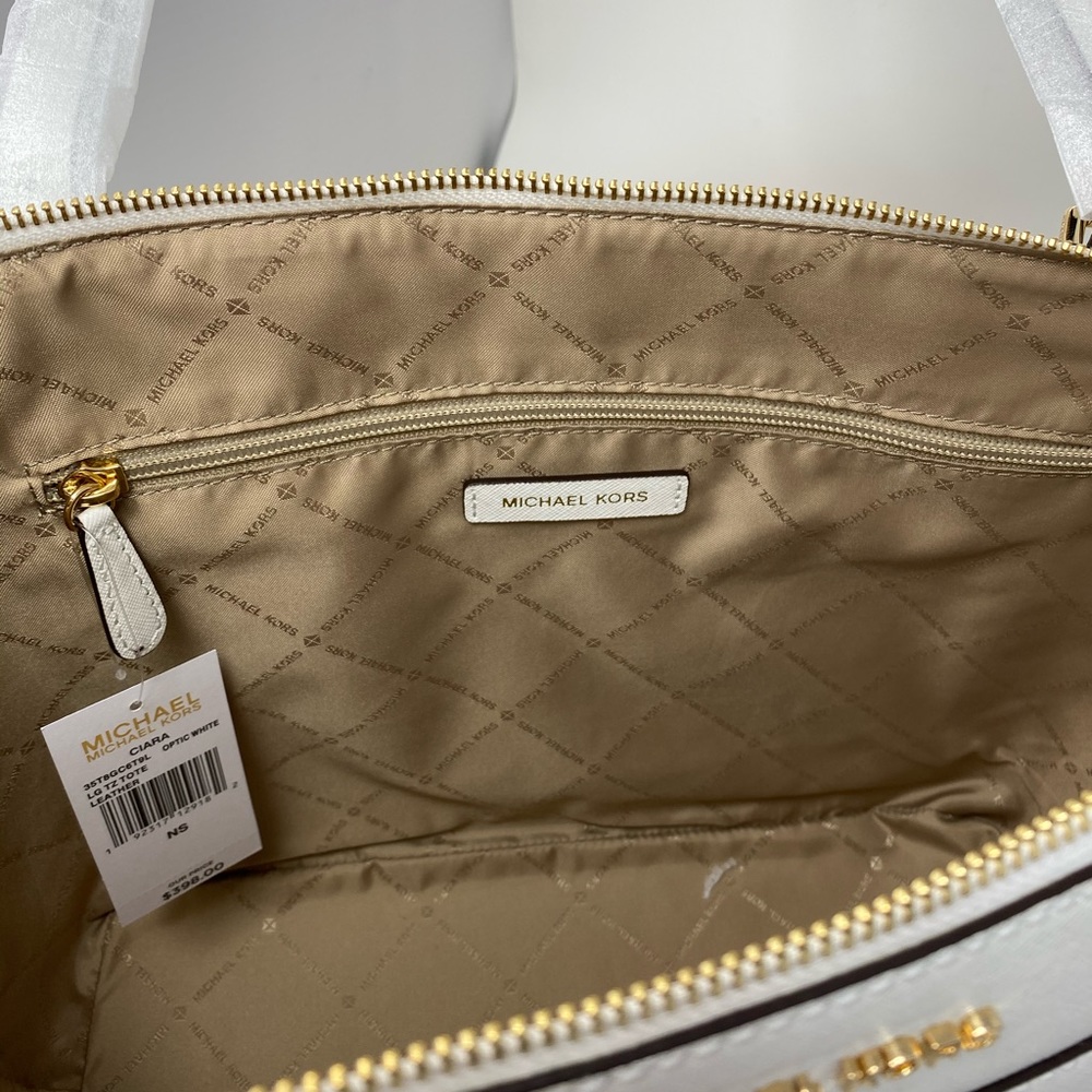 Michael Kors Ciara LG EW TZ Tote Optic White W - Picture 6 of 8